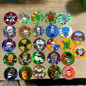 Vintage Skull Theme Pogs Lot of 27